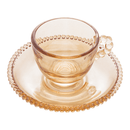 Jogo de Xícaras de Café Cristal Com Pires Pearl Âmbar 4 Peças - 80ml