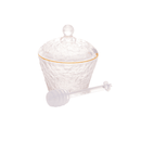 Meleira de Cristal Martelado com Colher e Tampa com Fio de Ouro Petra