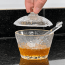 Meleira de Cristal Martelado com Colher e Tampa com Fio de Ouro Petra