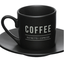 Jogo Xicara de Café com Pires Manhattan Preta 80ml 6 Peças