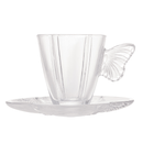 Jogo 4 Xícaras de Chá com Pires em Vidro Butterfly 180ml