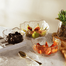 Bowl Cristal de Chumbo Martelado com Borda Dourada Taj 16,5cm