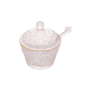 Meleira de Cristal Martelado com Colher e Tampa com Fio de Ouro Petra