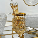 Conjunto 6 Colheres Com Suporte De Zamac Dourada 14cm