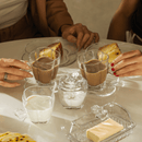 Jogo 4 Xícaras de Chá com Pires em Vidro Butterfly 180ml