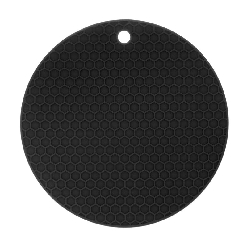 Descanso de Panela Redondo em Silicone Preto 18cm