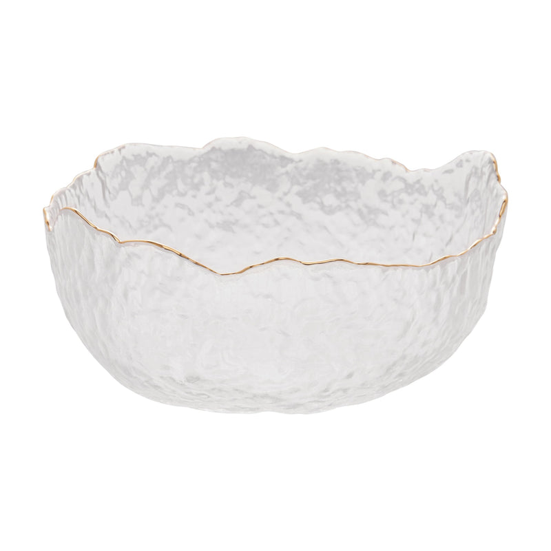Bowl Cristal de Chumbo Martelado com Borda Dourado Taj 19cm