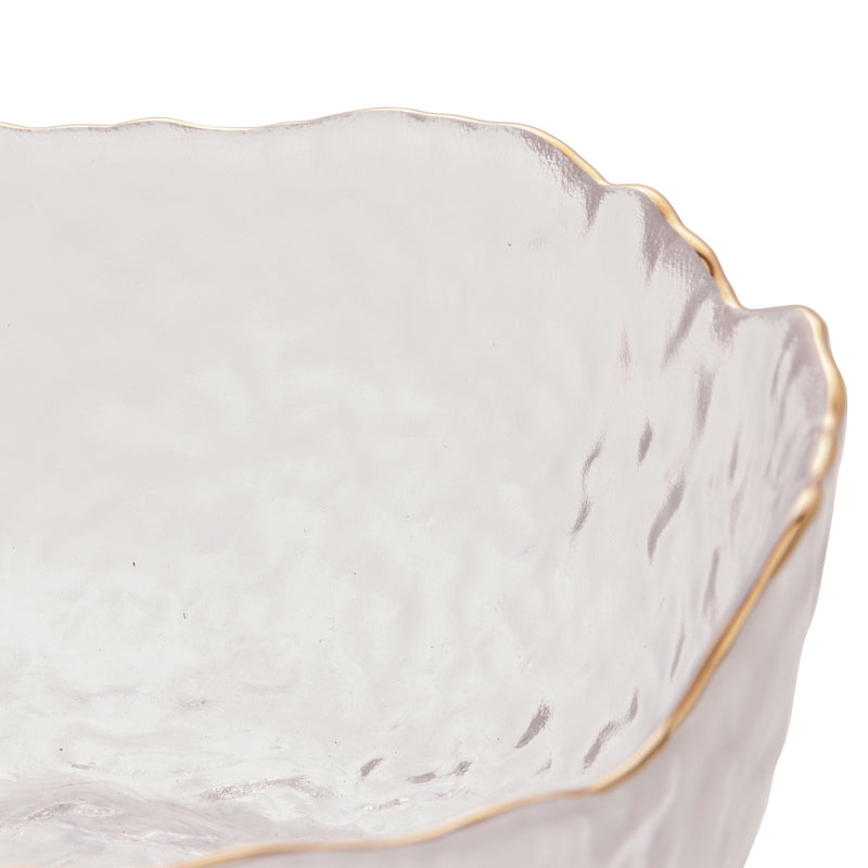 Bowl Cristal de Chumbo Martelado com Borda Dourada Taj 16,5cm