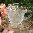 Xícara de Café Petra Cristal Ecológico com Pires e Borda Dourada 70ml