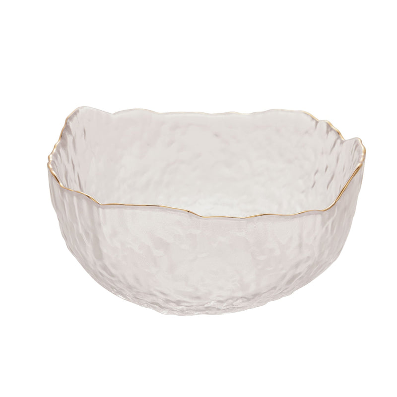 Bowl Cristal de Chumbo Martelado com Borda Dourada Taj 16,5cm