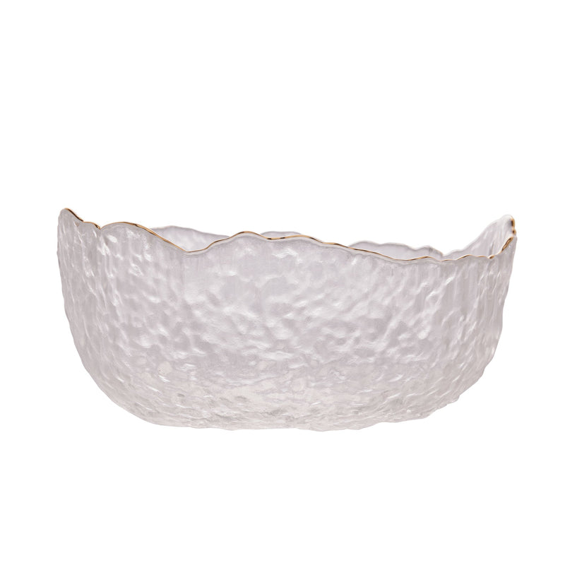 Bowl Cristal de Chumbo Martelado com Borda Dourado Taj 19cm