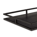 Bandeja Preta em Madeira e Metal - 5 x 45 x 35 cm