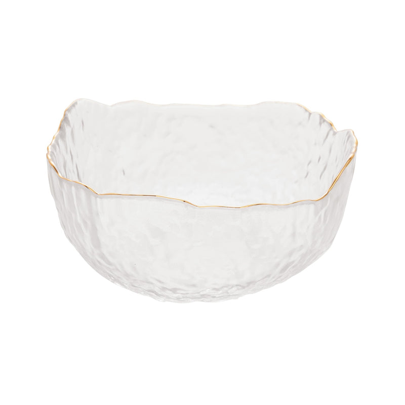Bowl Cristal de Chumbo Martelado com Borda Dourada Taj 16,5cm