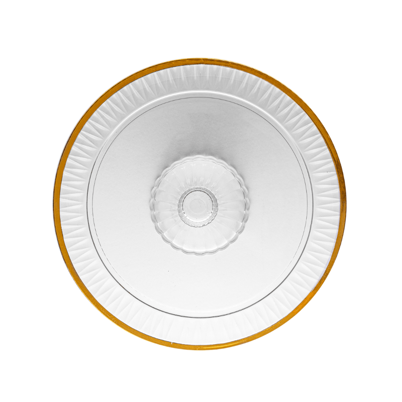 Prato para Bolo Boleira com Pé Radial em Cristal Fio de Ouro 32cm
