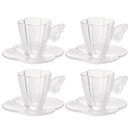 Jogo 4 Xícaras de Chá com Pires em Vidro Butterfly 180ml